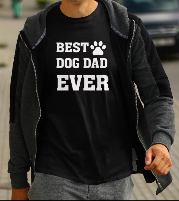 Best Dog Dad Ever Paw Print Pet Lover T-Shirt