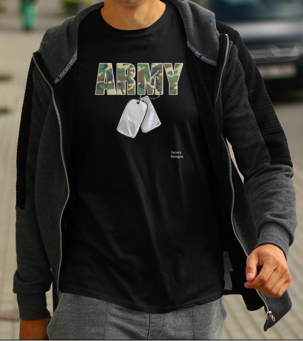 Army Camouflage Army With Dog Tags Jame's T-Shirt
