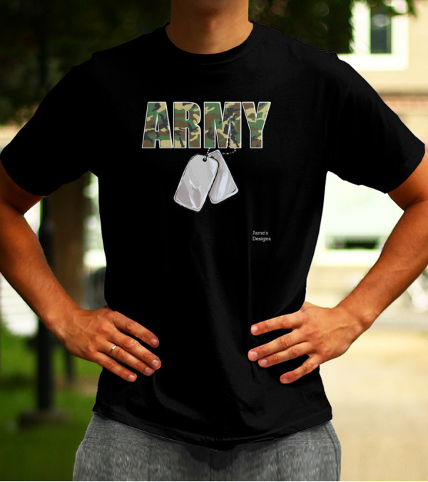 Army Camouflage Army With Dog Tags Jame's T-Shirt