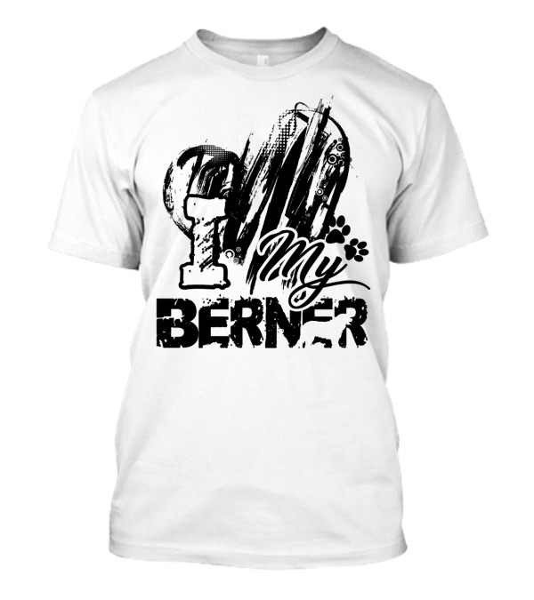 I Love My Berner With Heart And Paw Prints T-Shirt