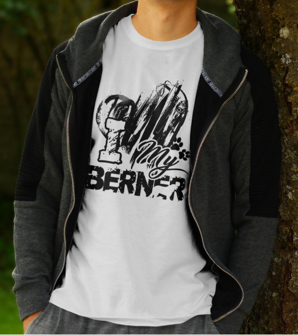I Love My Berner With Heart And Paw Prints T-Shirt