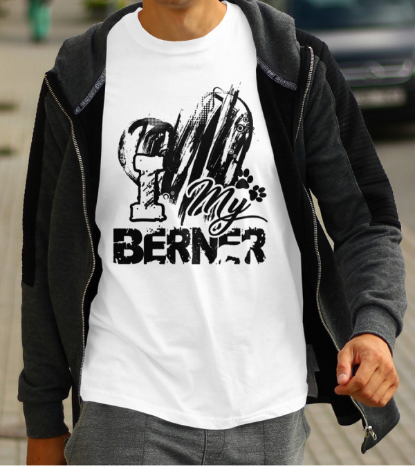 I Love My Berner With Heart And Paw Prints T-Shirt