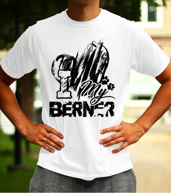 I Love My Berner With Heart And Paw Prints T-Shirt