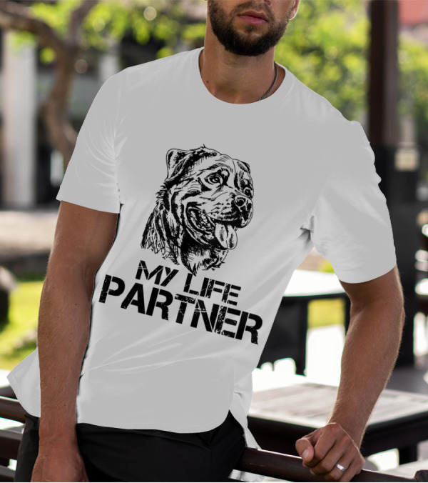 My Life Partner Dog Loyalty Canine Illustrated T-Shirt