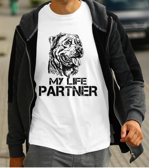 My Life Partner Dog Loyalty Canine Illustrated T-Shirt