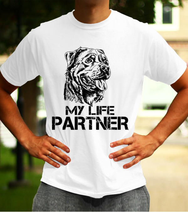 My Life Partner Dog Loyalty Canine Illustrated T-Shirt