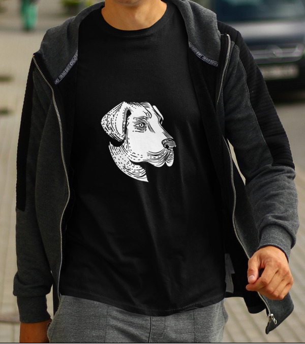 Anatolian Shepherd Dog Black And White Etching Head Profile T-Shirt