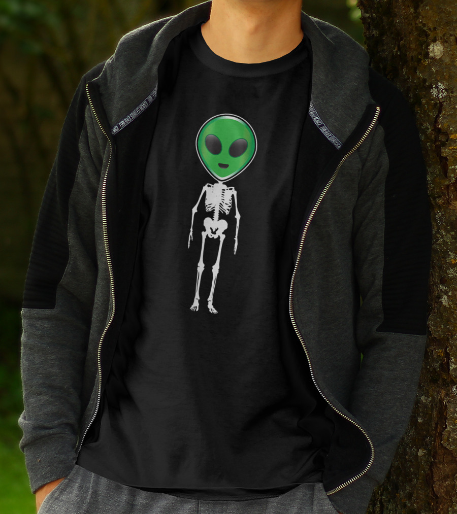 Alien Skeleton With Green Head T-Shirt
