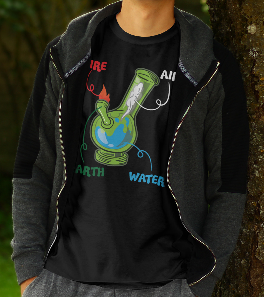 Fire Water Earth Air Bong Elements Weed Smoking Anatomy THC T-Shirt