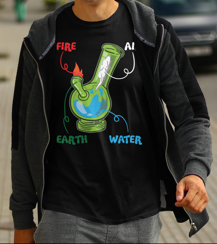 Fire Water Earth Air Bong Elements Weed Smoking Anatomy THC T-Shirt