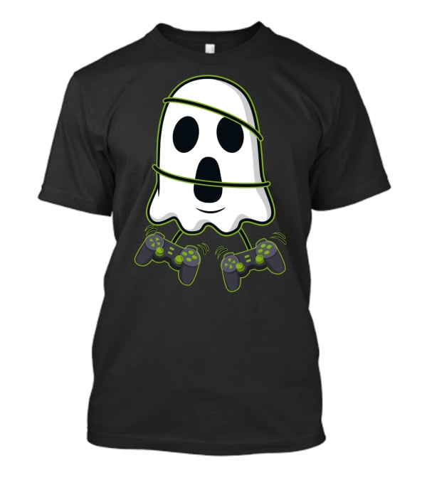 Halloween Ghost Gamer Controllers Spooky Play T-Shirt