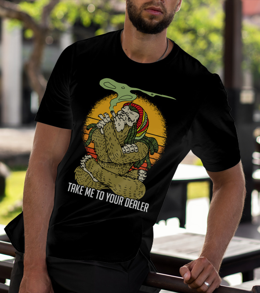 Take Me To Your Dealer Bigfoot Smoking Weed Vintage T-Shirt