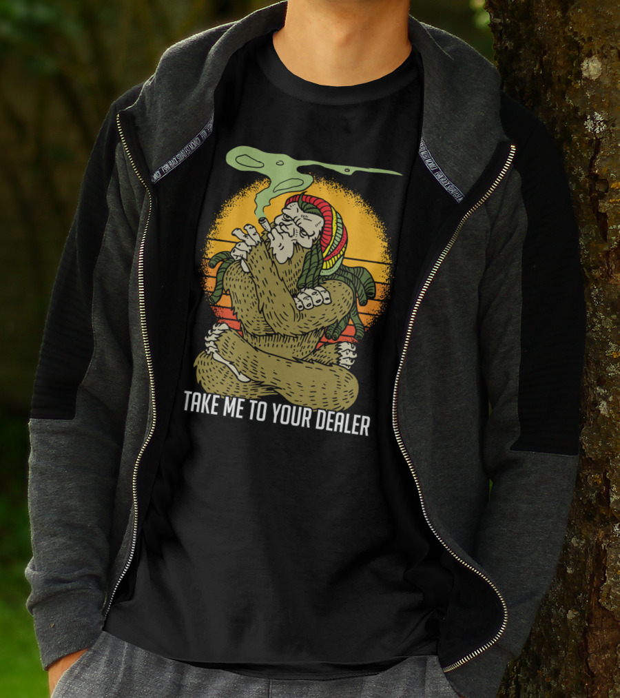 Take Me To Your Dealer Bigfoot Smoking Weed Vintage T-Shirt