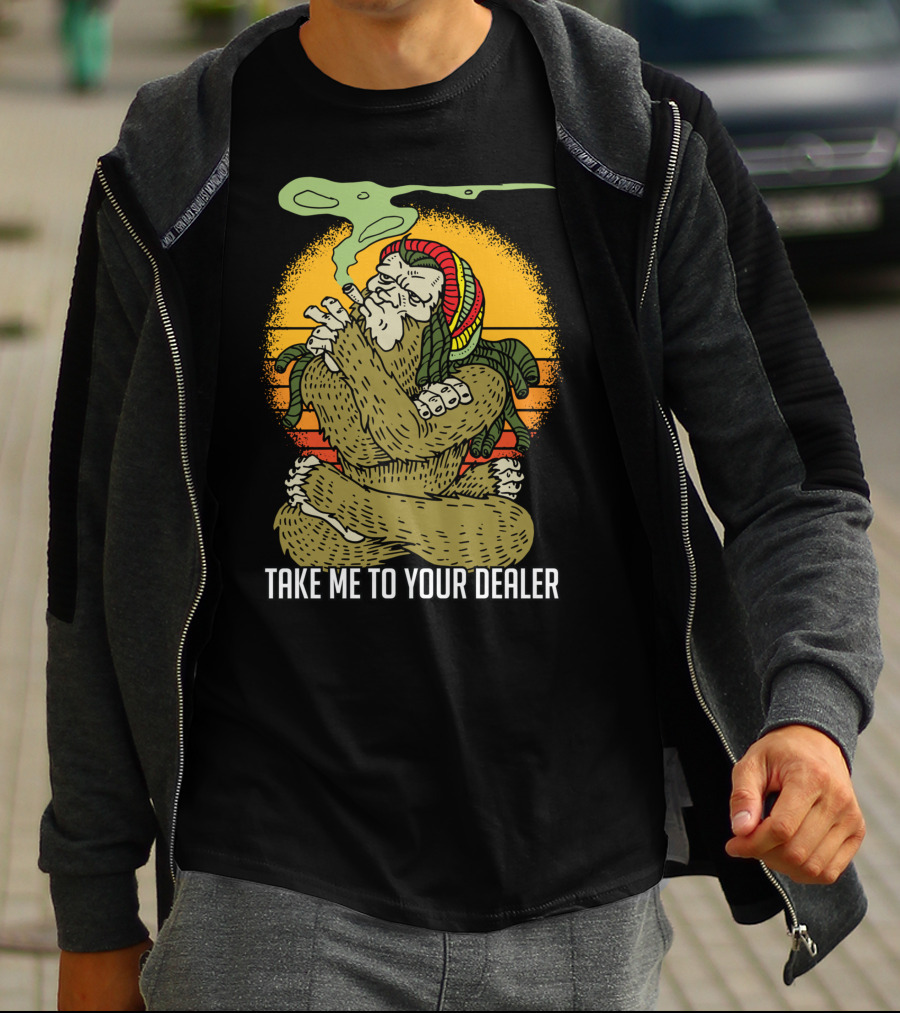 Take Me To Your Dealer Bigfoot Smoking Weed Vintage T-Shirt