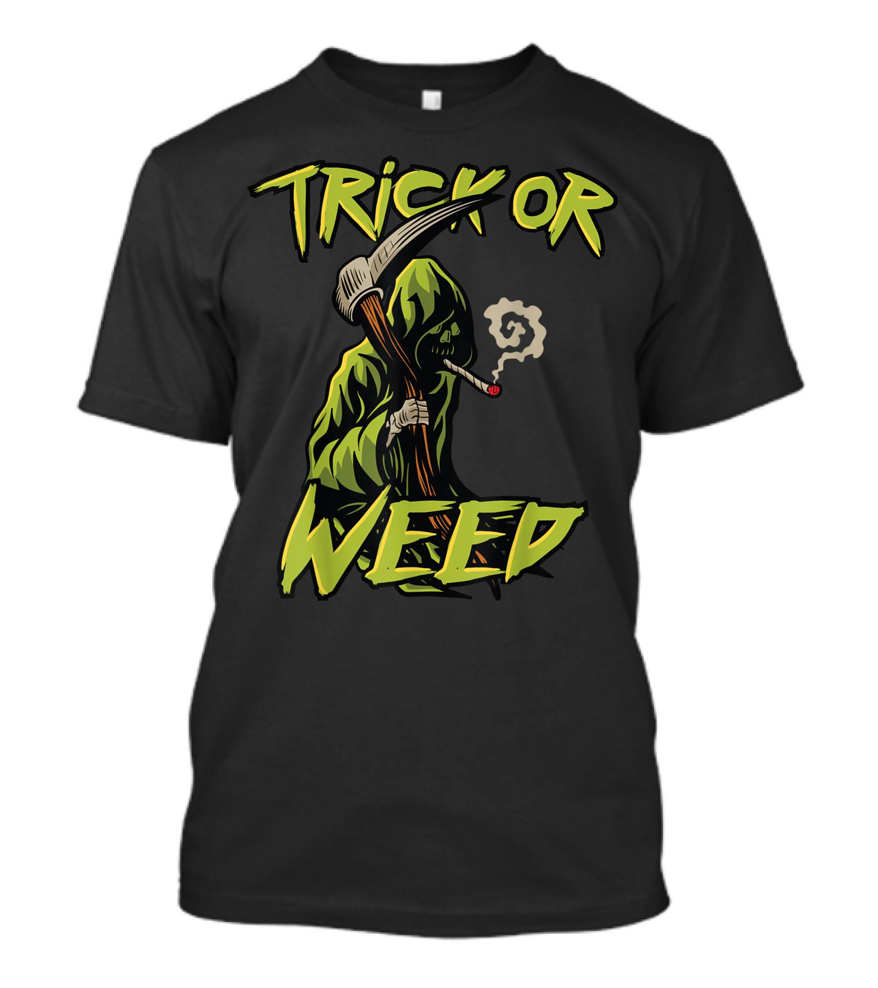 Trick Or Weed Grim Reaper Smoking Cannabis Joint T-Shirt
