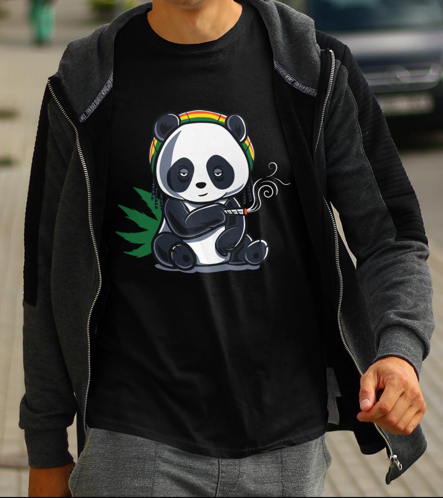Weed Smoking Panda Rasta Cannabis Stoner THC CBD 420 T-Shirt