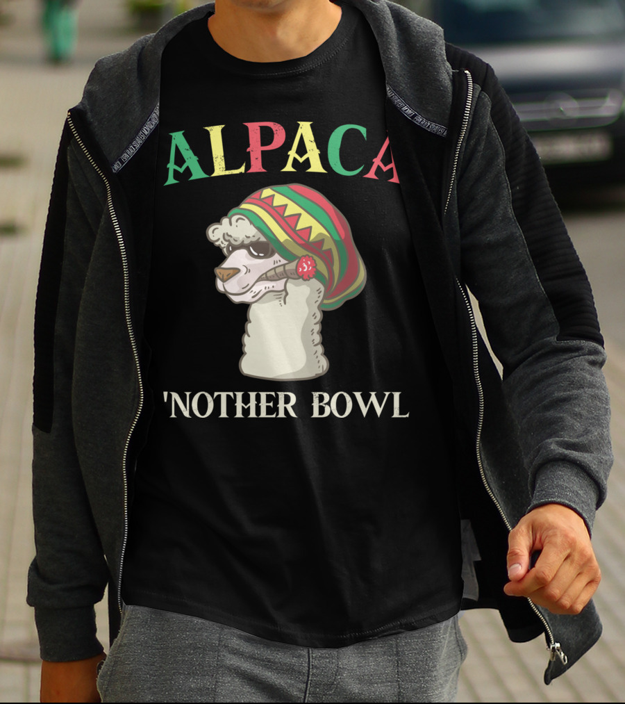 Alpaca Nother Bowl Weed Smoking Llama Cannabis Leaf Stoner T-Shirt