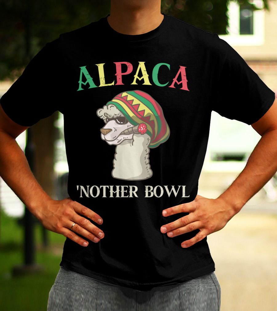 Alpaca Nother Bowl Weed Smoking Llama Cannabis Leaf Stoner T-Shirt