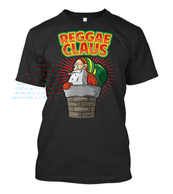 Reggae Claus Santa With Dreadlocks Smoking Weed In Chimney T-Shirt