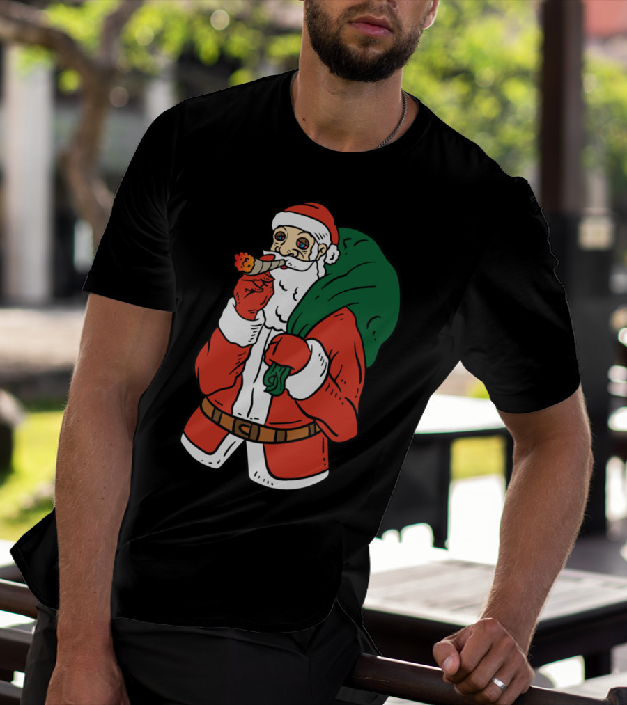 Santa Claus Smoking Weed Cannabis Marijuana Carrying Bag T-Shirt