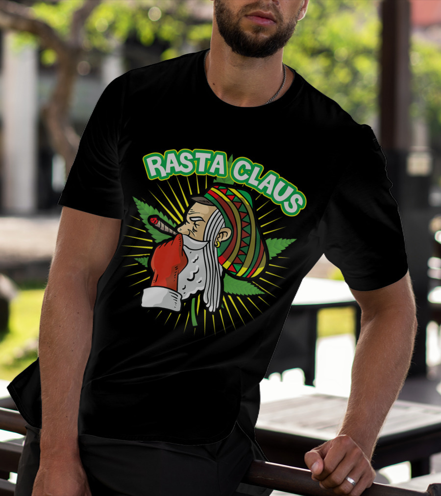 Rasta Claus Cannabis Marijuana Smoking Weed Christmas Holiday T-Shirt