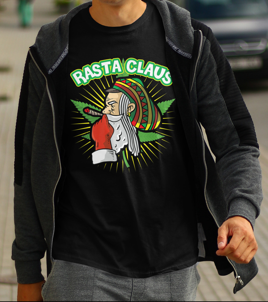 Rasta Claus Cannabis Marijuana Smoking Weed Christmas Holiday T-Shirt