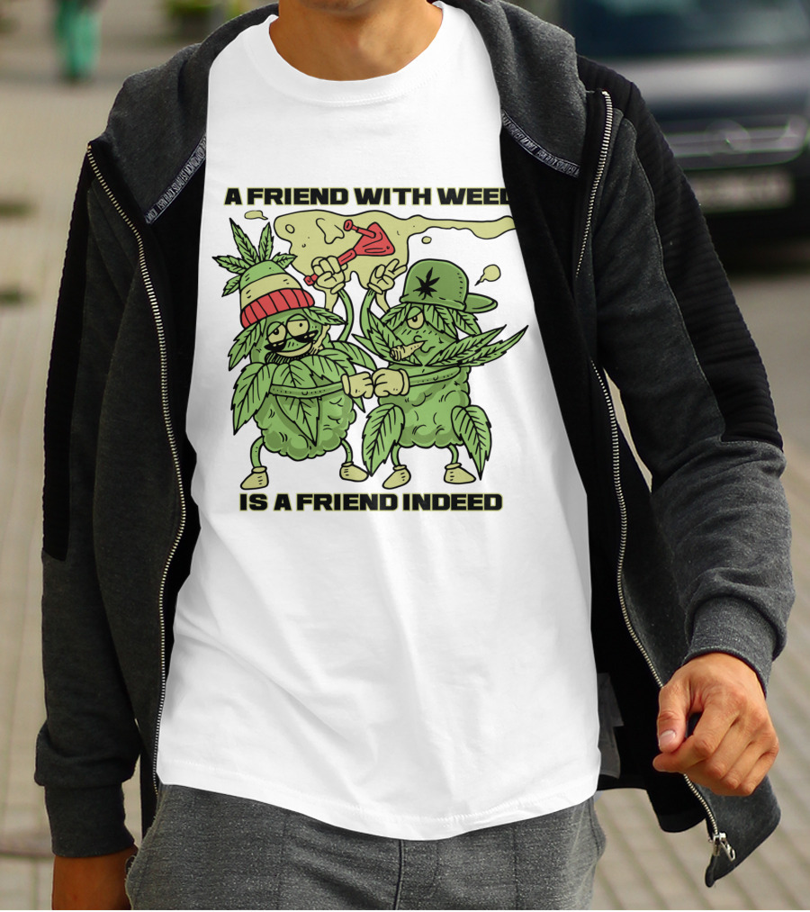 A Friend With Weed Is A Friend Indeed Matching Stoner Leaf Characters High Five T-Shirt
