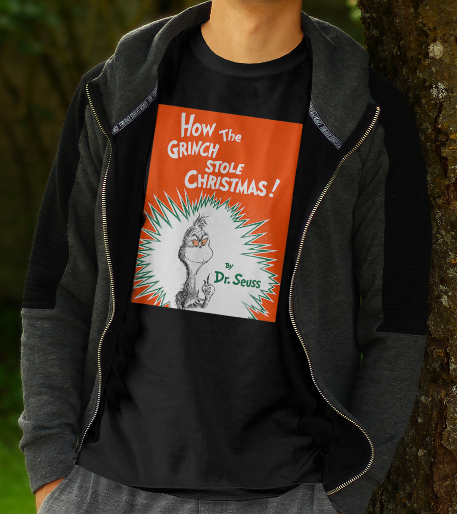How The Grinch Stole Christmas By Dr. Seuss Book Cover T-Shirt