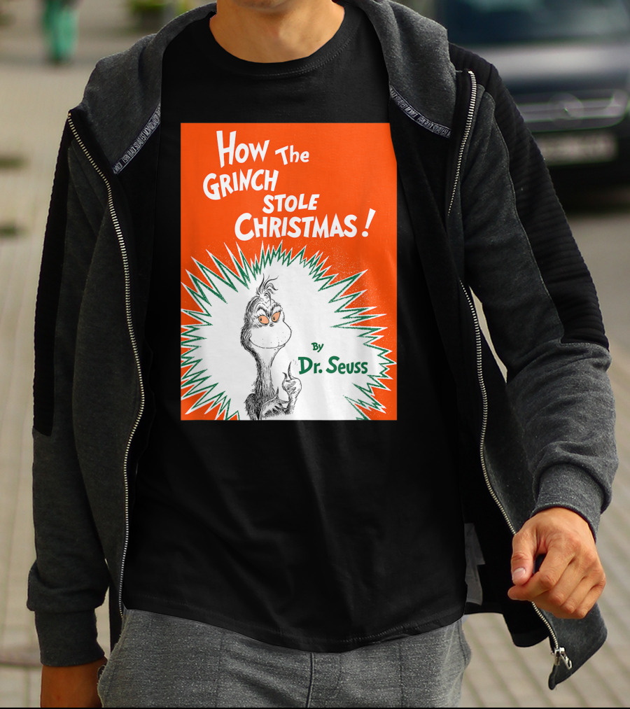 How The Grinch Stole Christmas By Dr. Seuss Book Cover T-Shirt