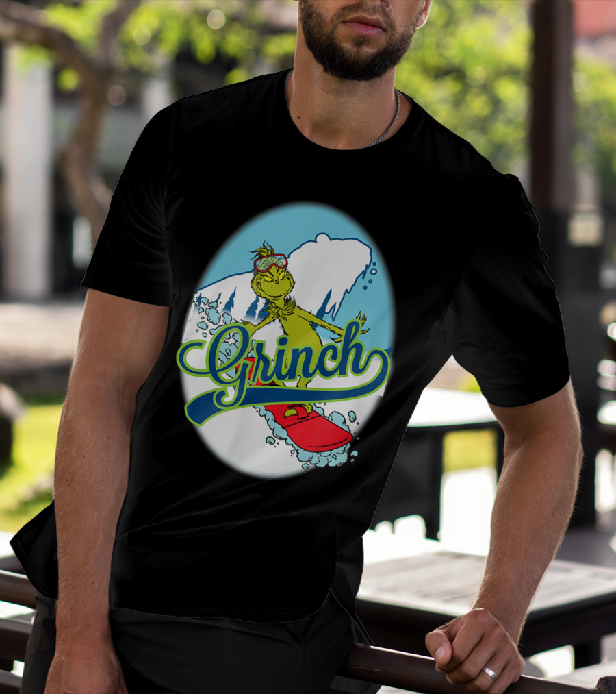 Grinch Snowboarding Dr Seuss Style Adventure T-Shirt