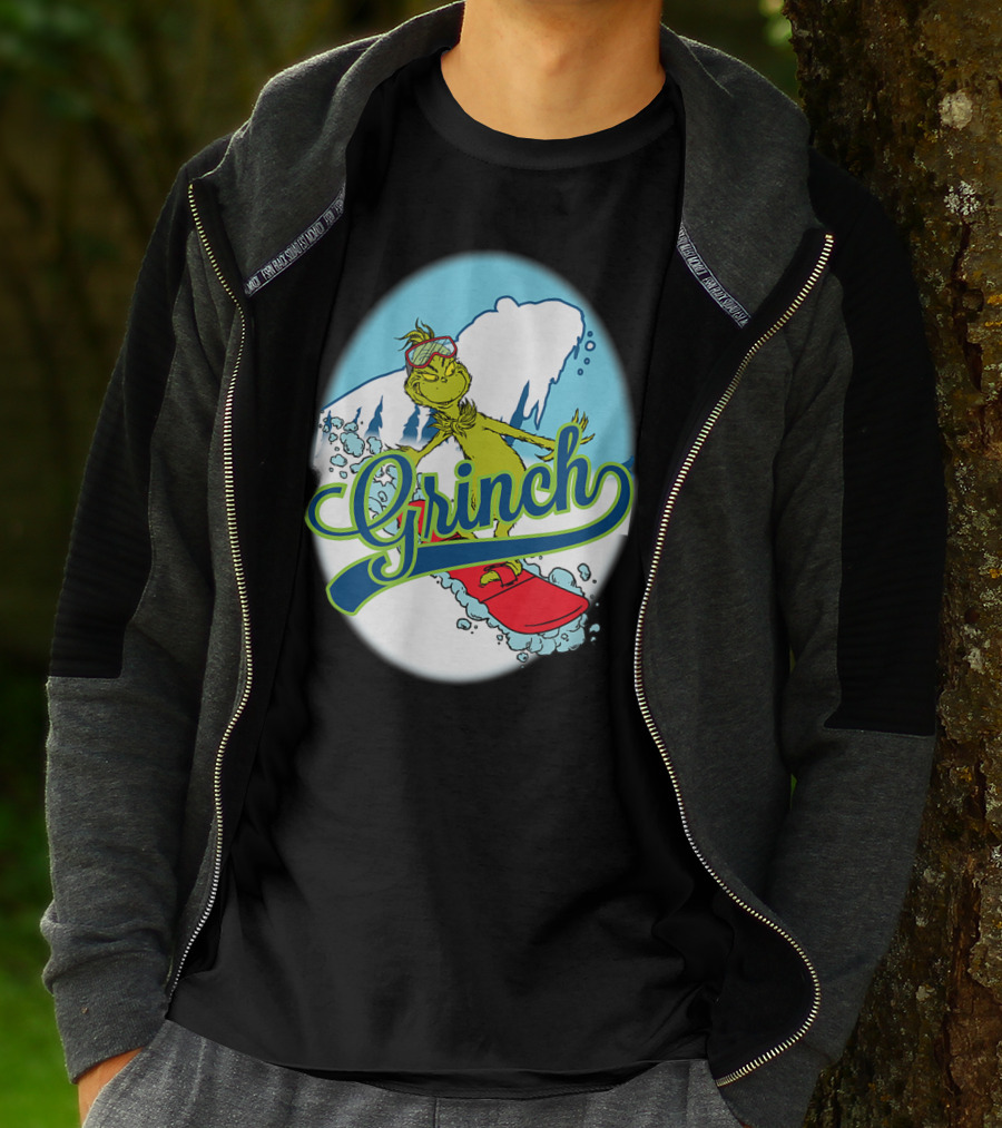 Grinch Snowboarding Dr Seuss Style Adventure T-Shirt