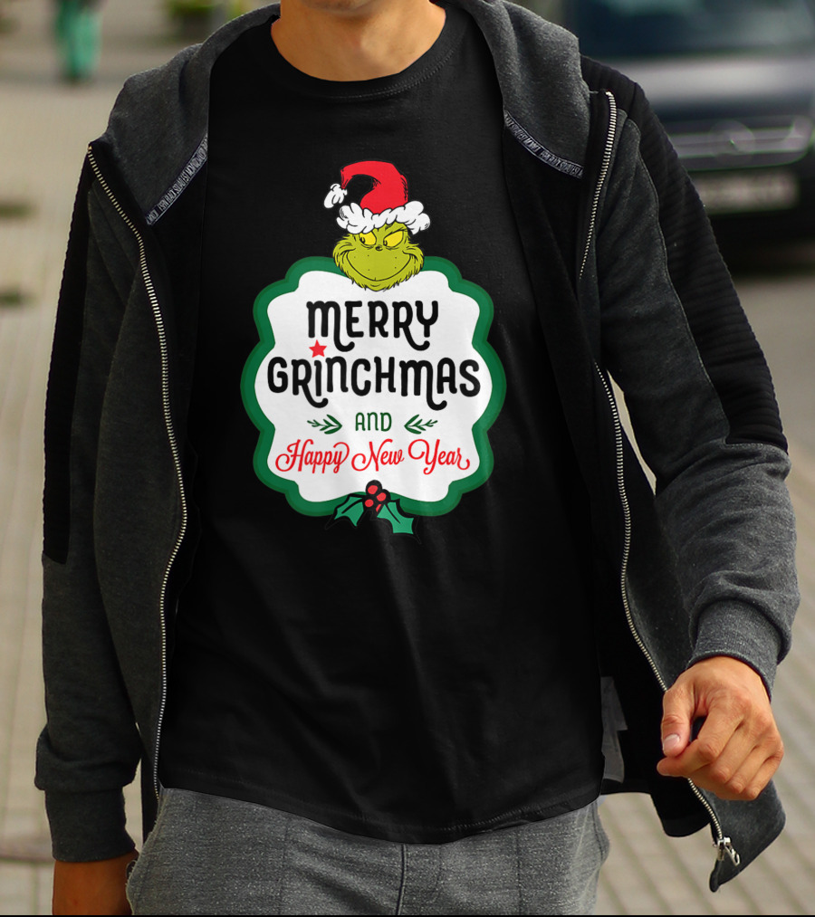 Merry Grinchmas And Happy New Year Dr Seuss Grinch T-Shirt