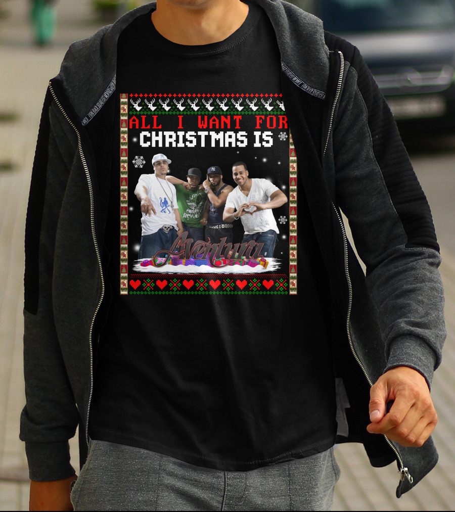 All I Want For Christmas Is Aventura Celebration With Snowflakes And Festive Border T-Shirt