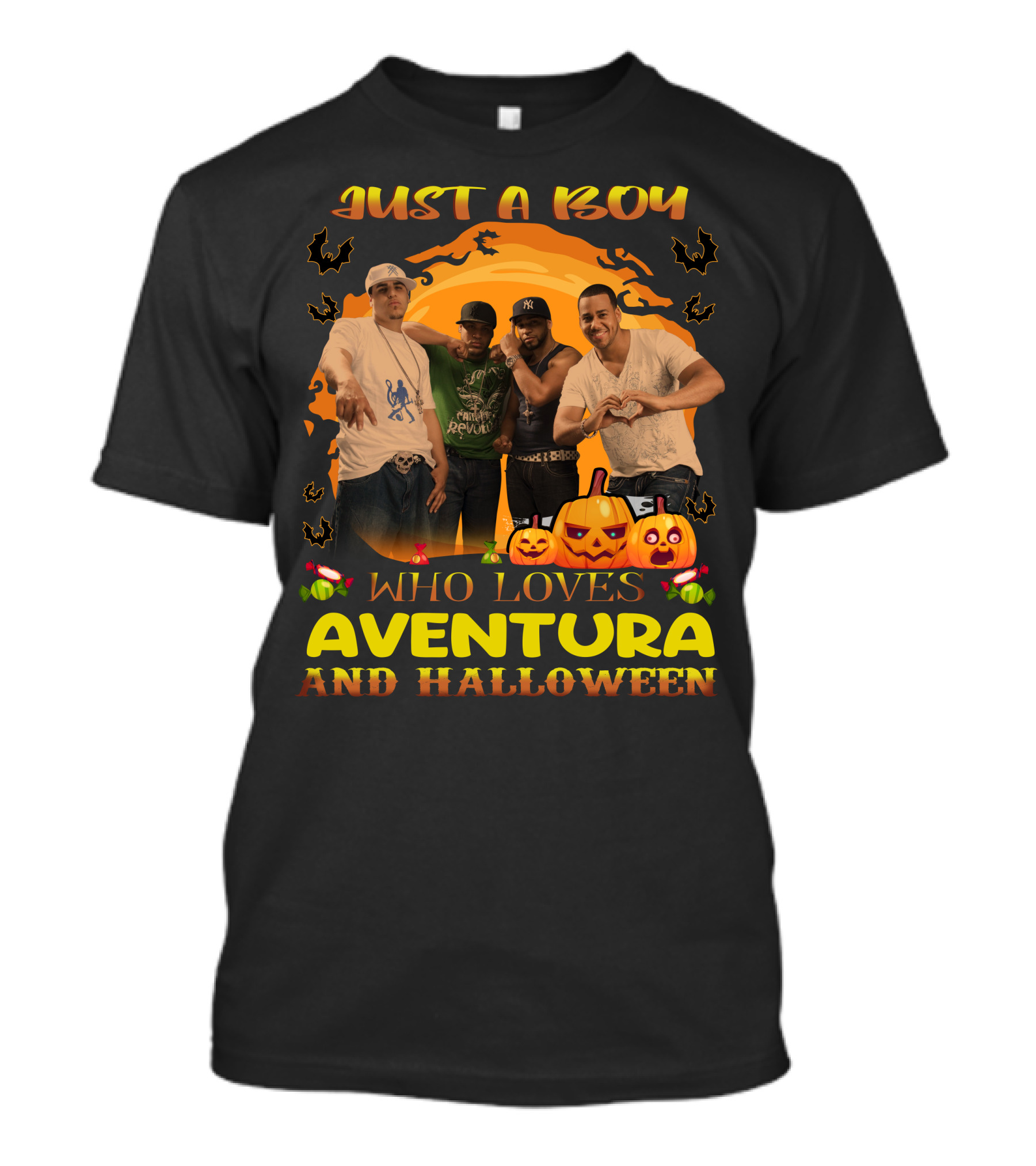 Just A Boy Who Loves Aventura And Halloween Pumpkin Group Fun T-Shirt