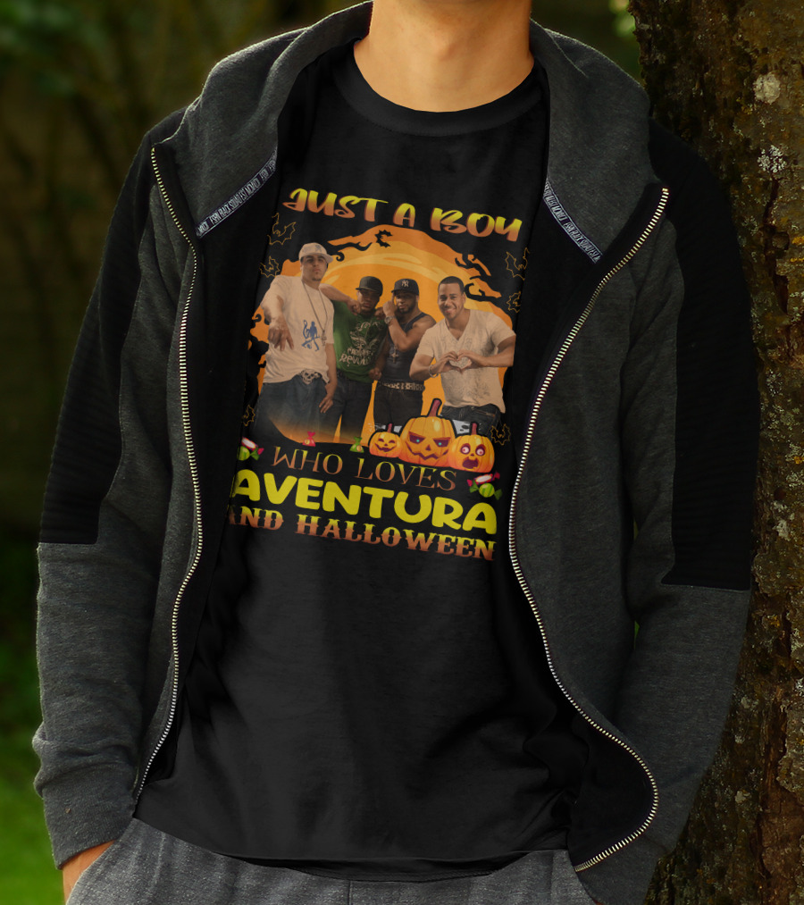 Just A Boy Who Loves Aventura And Halloween Pumpkin Group Fun T-Shirt