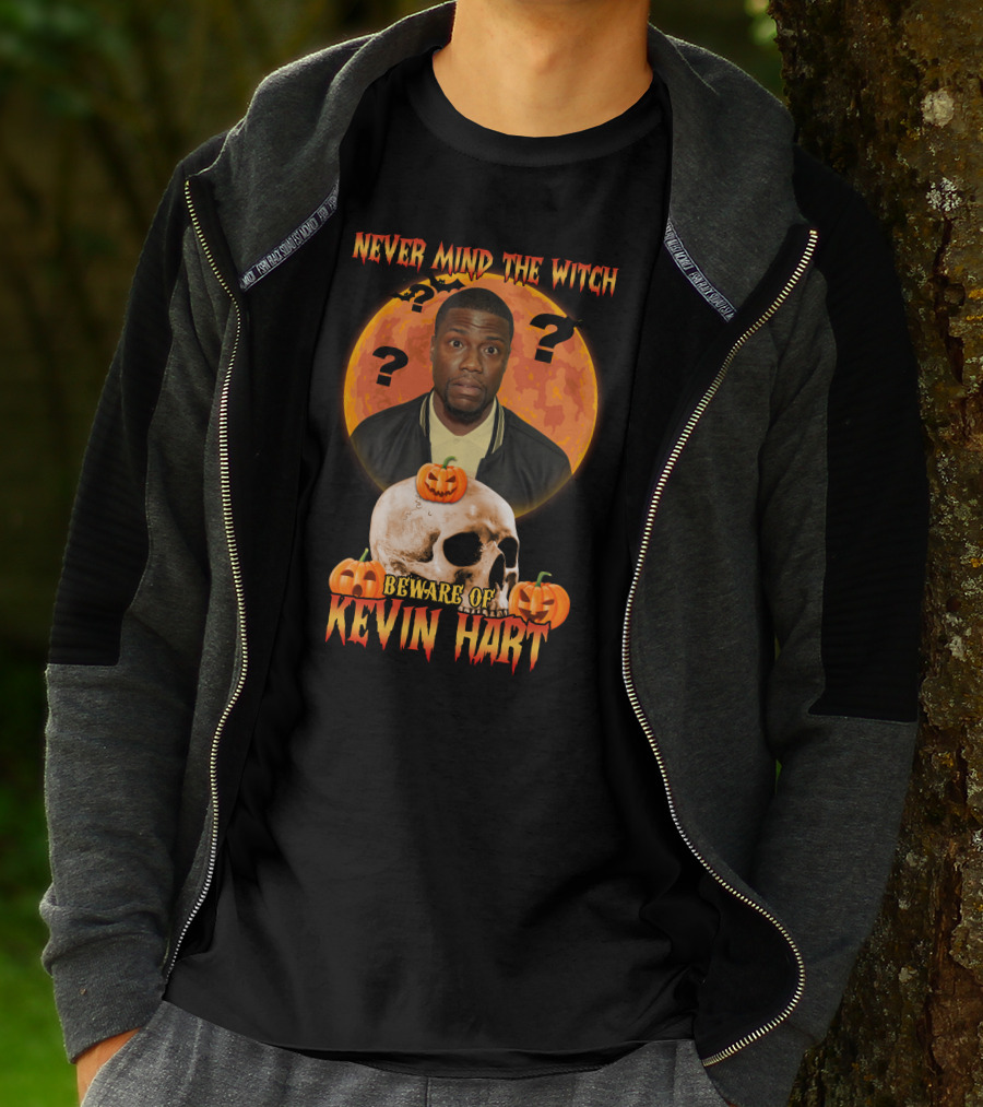 Never Mind The Witch Halloween Beware Of Kevin Hart With Pumpkins And Skull T-Shirt