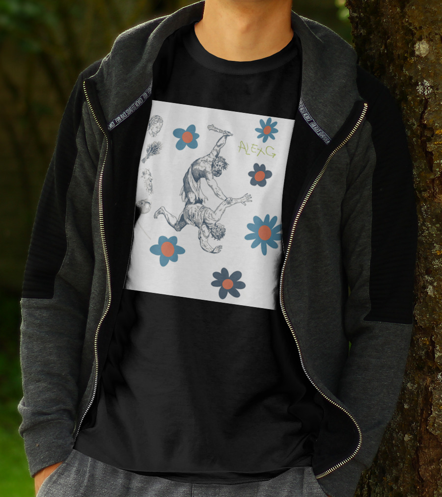 Alex G Floral Mythical Battle With Blue And Orange Flowers T-Shirt