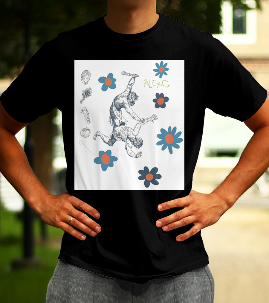 Alex G Floral Mythical Battle With Blue And Orange Flowers T-Shirt