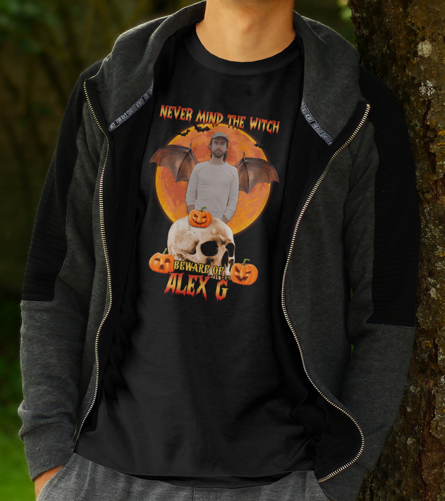 NEVER MIND THE WITCH BEWARE OF ALEX G HALLOWEEN SKULL PUMPKINS T-Shirt