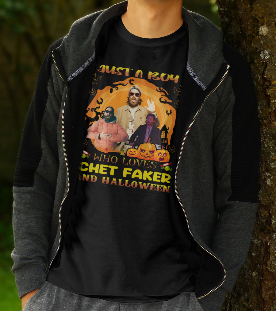 Just A Boy Who Loves Chet Faker And Halloween Pumpkins Bats T-Shirt