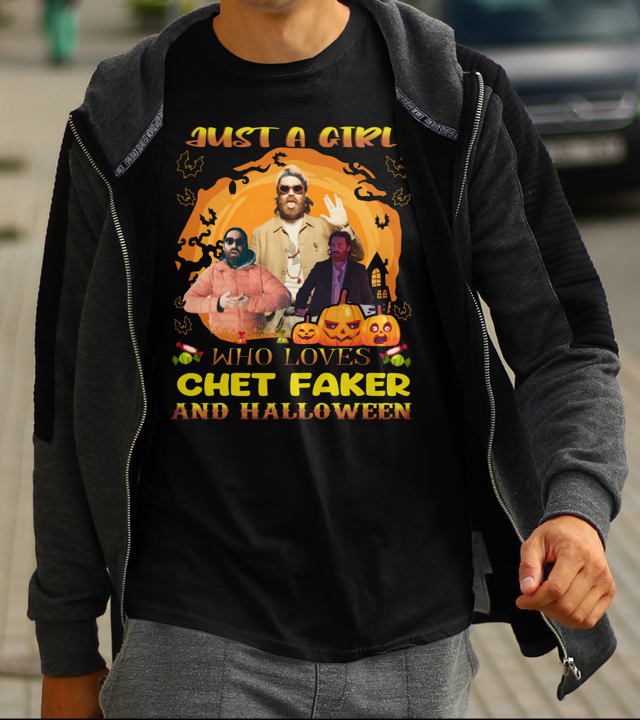Just A Girl Who Loves Chet Faker And Halloween Pumpkins Bats T-Shirt