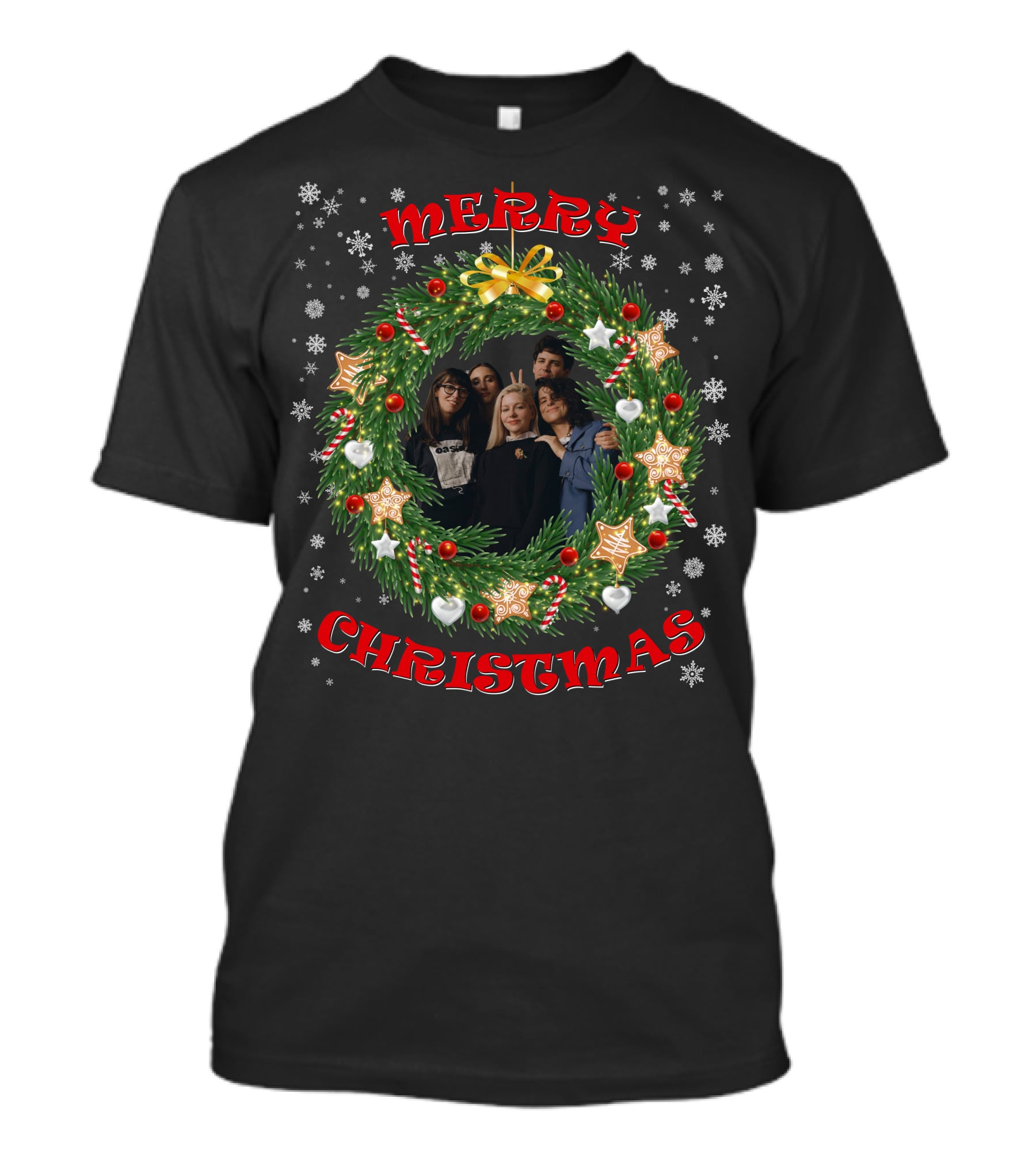 Merry Christmas Alvvays Santa Hat And Christmas Wreath T-Shirt