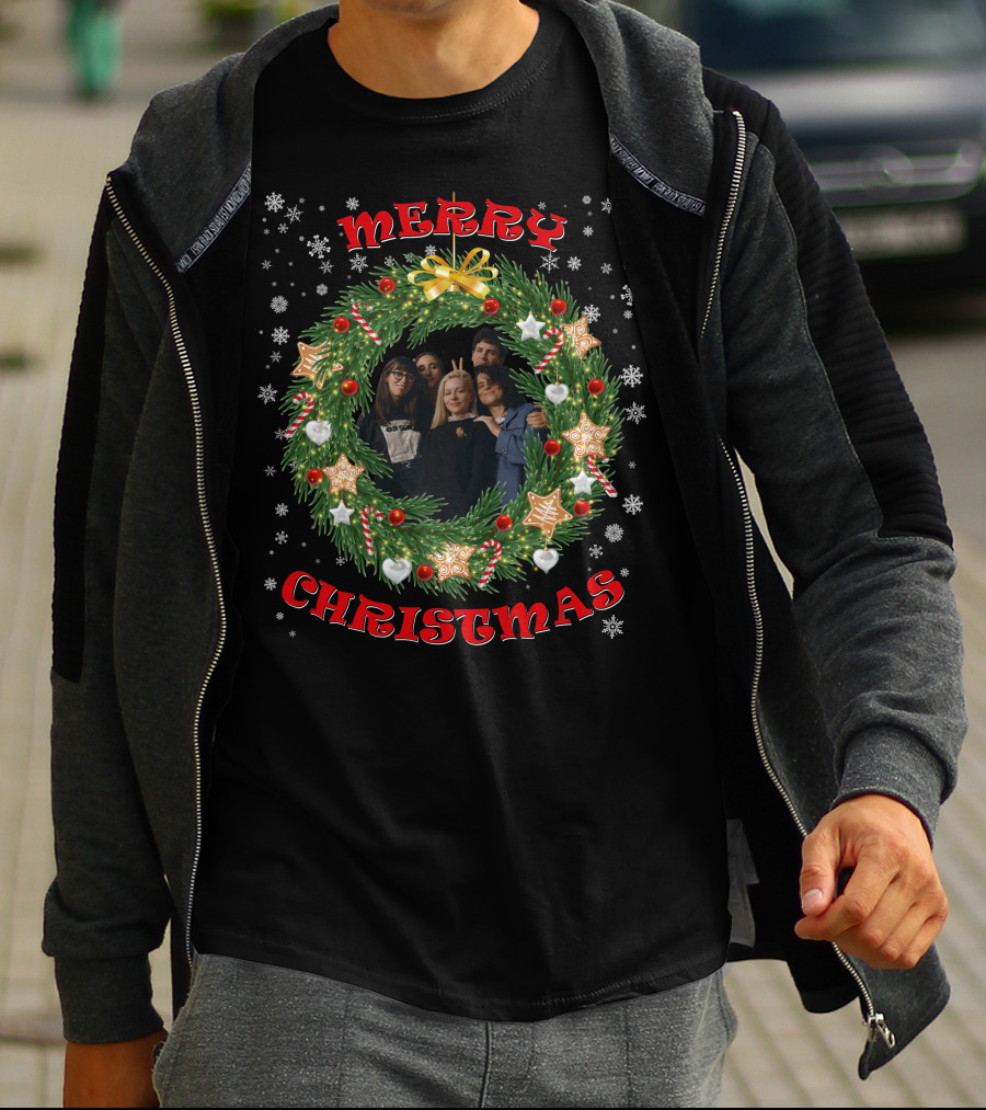 Merry Christmas Alvvays Santa Hat And Christmas Wreath T-Shirt