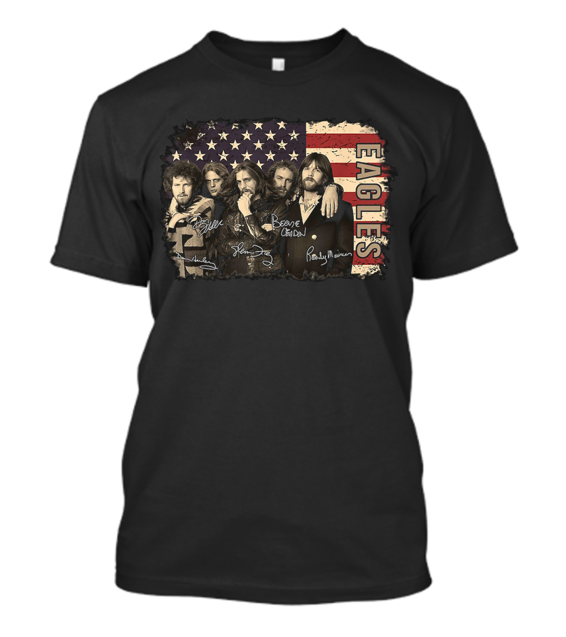 Eagles American Flag Signed Band Members T-Shirt