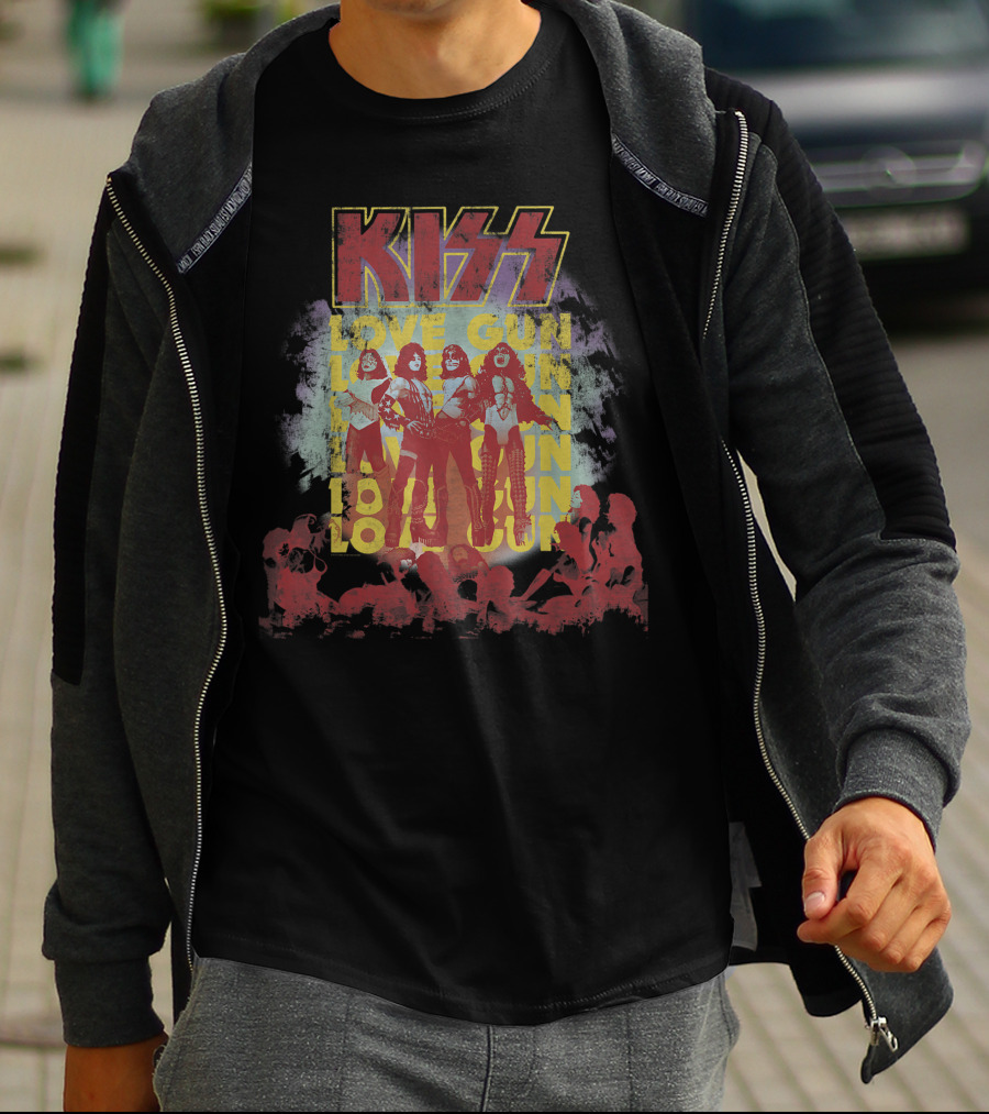 KISS Love Gun Album Art With Red T-Shirt