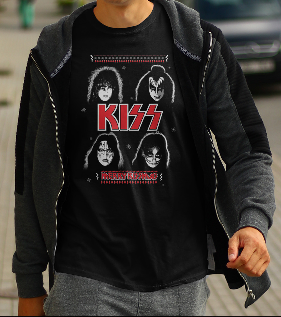 KISS Merry KISSmas Christmas Band Faces T-Shirt