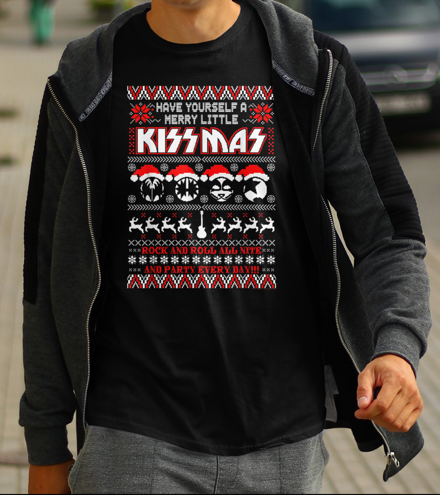 KISS Merry Little KISSmas Rock And Roll All Nite And Party Every Day T-Shirt