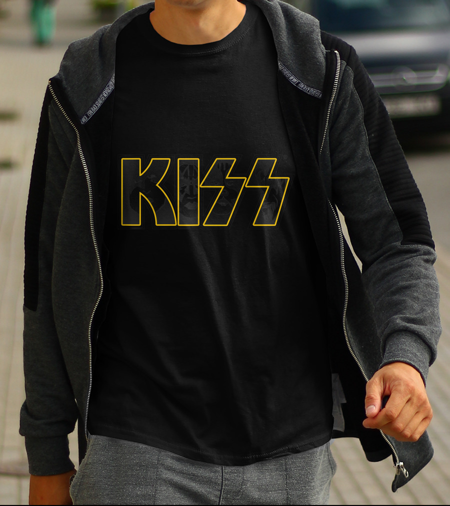 KISS Reason To Live Band Logo Black And Yellow T-Shirt