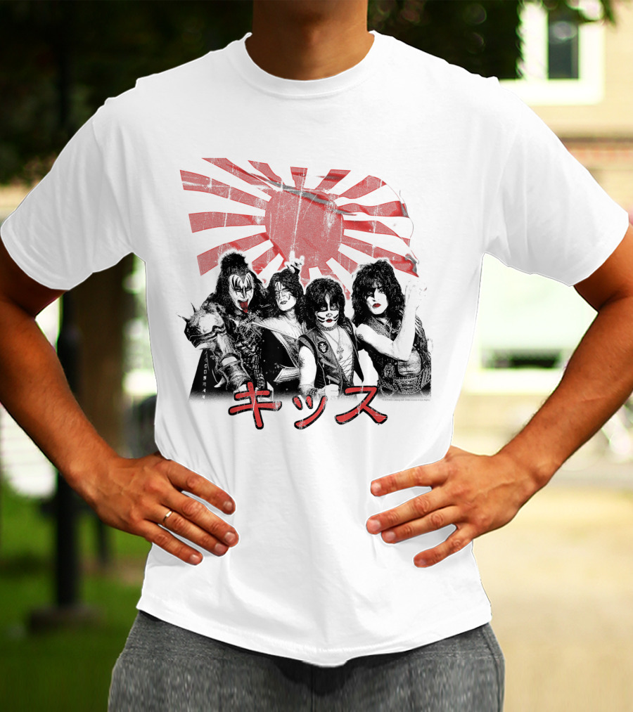 KISS Rising Sun Band Red Sunburst T-Shirt