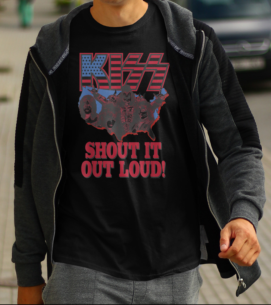 KISS Shout It Out Loud USA Band Members Map T-Shirt
